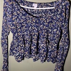 True craft floral blue blouse long sleeve.